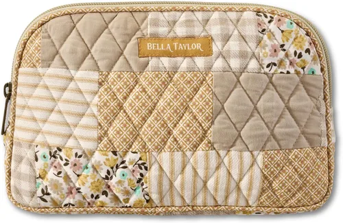 Vista 11 de Bella Taylor Bolsa de maquillaje de algodón acolchada grande para mujeres, bolsa de cosméticos de viaje