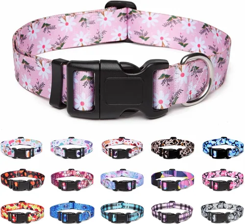 Vista 11 de Collar ajustable para perro con patrones, ultra cómodo, de nailon suave, transpirable, para perros pequeños, medianos y grandes (S, flecha)