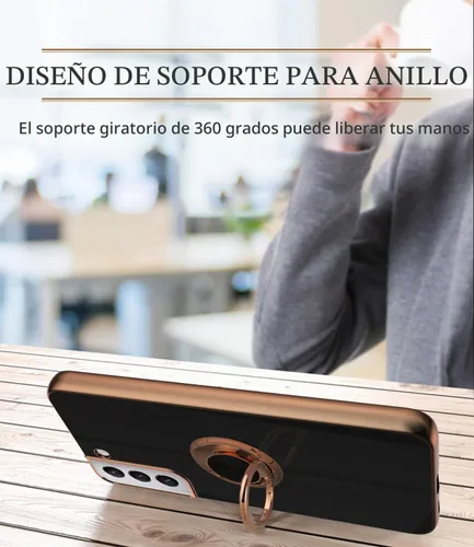 Vista 6 de Funda compatible con Samsung Galaxy S22 con soporte de anillo Negro