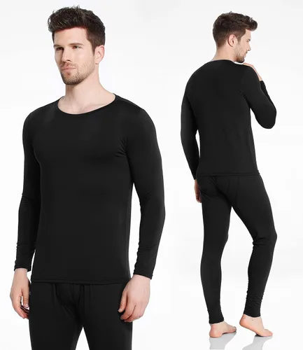 Vista 2 de Conjunto de ropa interior térmica para hombre con forro polar ligero y ultrasuave, conjunto de John largo, capa base de esquí