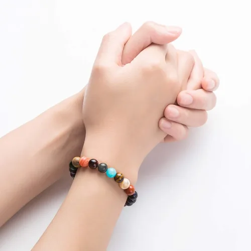 Vista 5 de Fesciory Solar System Bracelet for Women, Universe Galaxy Beaded Jewelry Azul 1
