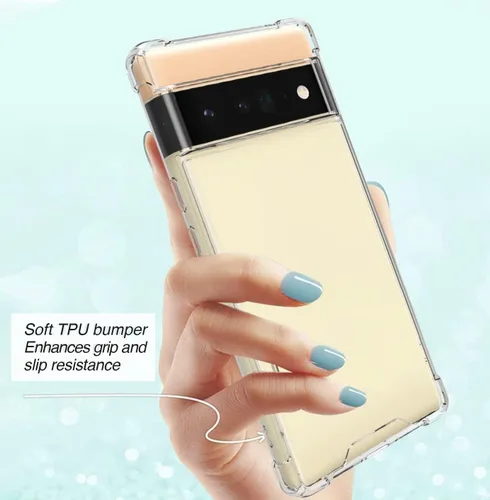 Vista 6 de KIOMY Funda para Google Pixel 6 Pro, esquinas de bolsa de aire a prueba de golpes, funda protectora para teléfono, diseño híbrido, parte trasera