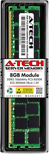 Vista 42 de A-Tech 4GB DDR3 1333MHz PC3-10600R ECC RDIMM 1Rx4 Rango único 1.5V Registrado DIMM 240-Pin Módulo de actualización de memoria RAM de servidor