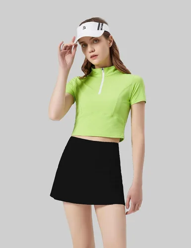 Vista 3 de 1a1a Falda de tenis de golf para mujer, pantalón corto de cintura alta, atlético, falda deportiva con bolsillos cortos