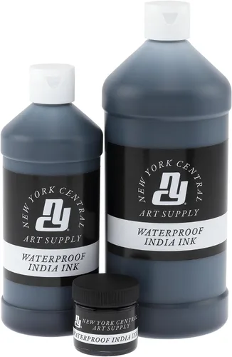 Vista 5 de New York Central Botella de tinta India de 1 onza: haz un impacto con tinta India negra mate, perfecta para artistas, caligrafía, ilustraciones y más