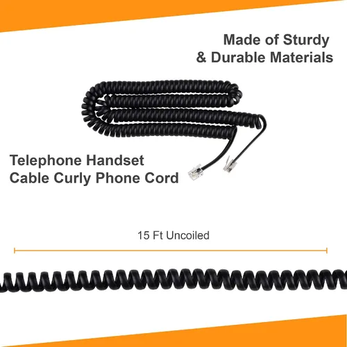 Vista 8 de iSoHo Phones: Cable de teléfono para teléfono fijo – sin problemas, cable de línea terrestre rizado para teléfono – fácil de usar + excelente Negro
