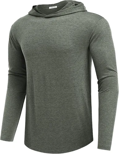 Vista 12 de PINSPARK Sudaderas ligeras con capucha tipo pullover para hombres, manga larga, sudadera con capucha para golf, gimnasio, entrenamiento, sudadera
