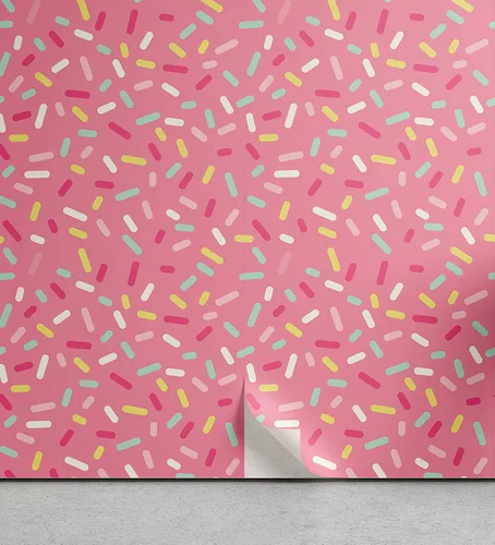 Vista 43 de Ambesonne Papel tapiz despegable y adhesivo con patrón de esquí para el hogar, personas esquiando en colores pastel continuos en la pista, árboles