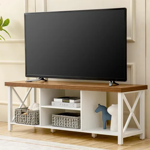 Vista 9 de GAZHOME Soporte de TV para TV de hasta 55 pulgadas, mueble de TV con almacenamiento abierto, unidad de consola de TV con estantería para sala