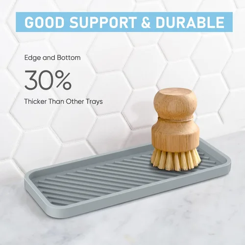 Vista 5 de EG-SIPRO Soporte de esponja de silicona, bandeja organizadora para fregadero de cocina, organizador de esponja para mostrador de baño, soporte