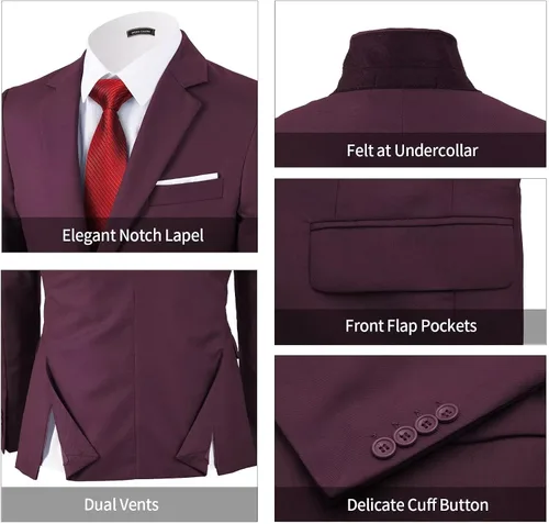 Vista 4 de WEEN CHARM - Traje de 2 botones para hombre (3 piezas)
