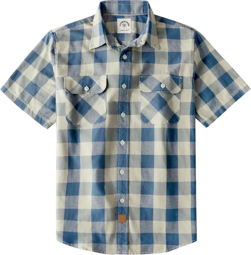 Vista 39 de Dubinik® Camisas de manga corta con botones para hombre, 100% algodón, a cuadros, camisas casuales con bolsillo