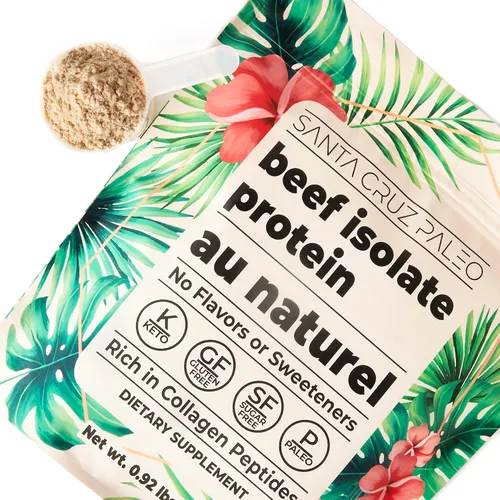 Vista 8 de Santa Cruz Paleo, Polvo de Proteína Aislada de Ternera, Au Naturel, Rico en Péptidos de Colágeno para Batidos de Proteína o Licúados, Sin Gluten