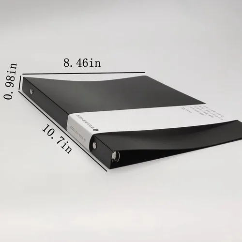 Vista 2 de Carpetas redondas de plástico de PVC, protector de hojas sueltas, cuaderno recargable (B5, negro, paquete de 2)