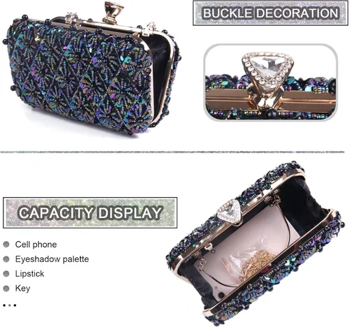 Vista 4 de FUKZTE Bolso cruzado de noche con purpurina para mujer