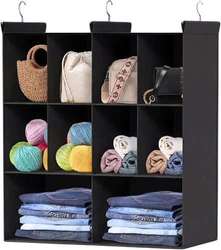 Vista 13 de Ofiray-home Estante colgante organizador y almacenamiento de armario, 12 bolsillos, estantes de almacenamiento de ropa con 3 ganchos resistentes