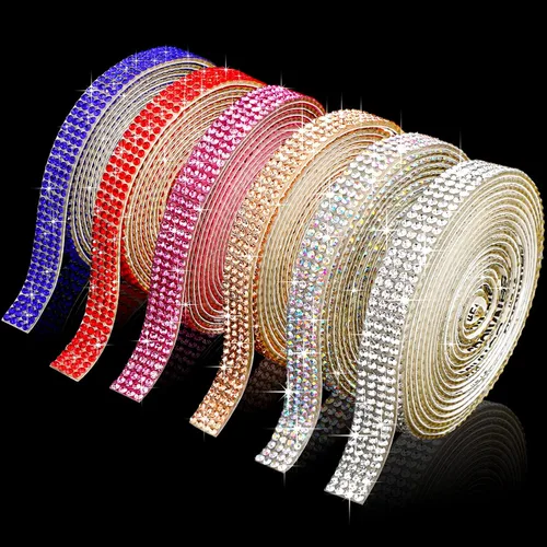 Vista 9 de Outus Rollo de cinta de diamantes de imitación de cristal autoadhesiva con diamantes de imitación para decoración de San Valentín, cumpleaños