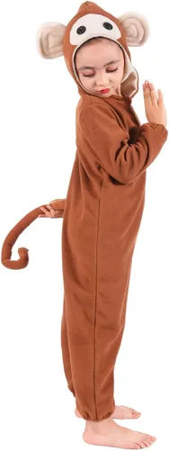 Vista 2 de Mono de mono para niños, niñas, mono de animal, traje de Navidad para niños pequeños con accesorios de plátano