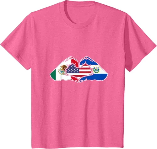 Vista 60 de Corazón manos México, El Salvador y Estados Unidos. Camiseta, Negro