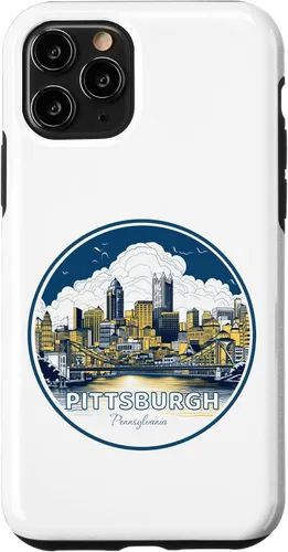 Vista 10 de Carcasa de acero para iPhone 14 Pittsburgh Downtown High Rise Building City Skyline