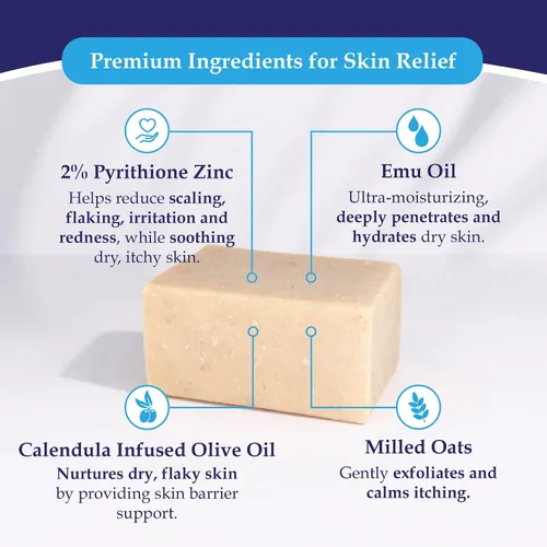 Vista 4 de Pastilla de jabón de aceite de argán de Noble Formula que contiene 2 % de piritionato de zinc (ZnP), 3.25 onzas Face, body & scalp cleanser For