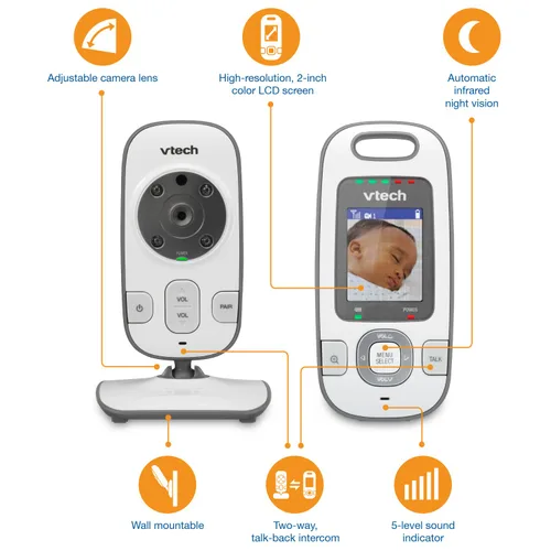Vista 11 de VTech Safe & Sound vídeo para monitor de bebé con visión nocturna IR automática, Blanco/Gris