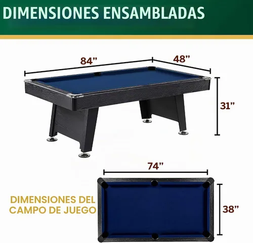 Vista 7 de THORNTON Juego de mesa de billar de 7 pies con bola de billar y palo de taco