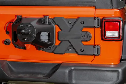 Vista 3 de Rugged Ridge HD kit de transporte de ruedas de auxilio Negro, bisagra fundida, de alta resistencia 11546.56 Compatible con Jeep Wrangler JL