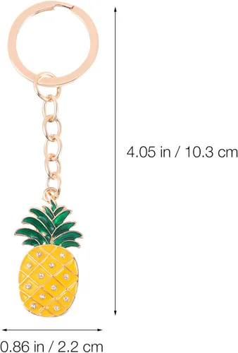 Vista 6 de KESYOO Llavero hawaiano de piña y cactus con forma de hoja de palma, llavero con diamantes de imitación, colgante para bolso, bolso, decoración