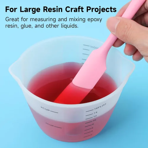 Vista 6 de Gartful Tazas de medición de silicona reutilizables de 500ml, tazón grande de mezcla de silicona con escala precisa para epoxi, moldes de fundición
