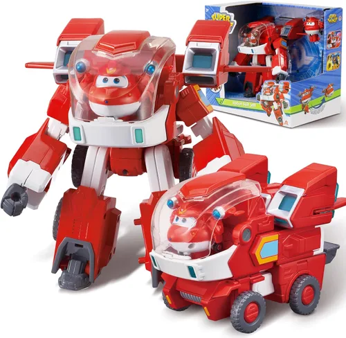 Vista 5 de Super Wings Juguetes Transformables, Robot de Equipamiento Super Mecha Donnie de 7 pulgadas y Traje Transformable de 2 pulgadas, Figuras de Coches