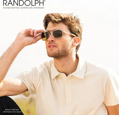 Vista 5 de Randolph USA Navigator Aviator II Gafas de sol auténticas para hombres polarizadas 100% UV