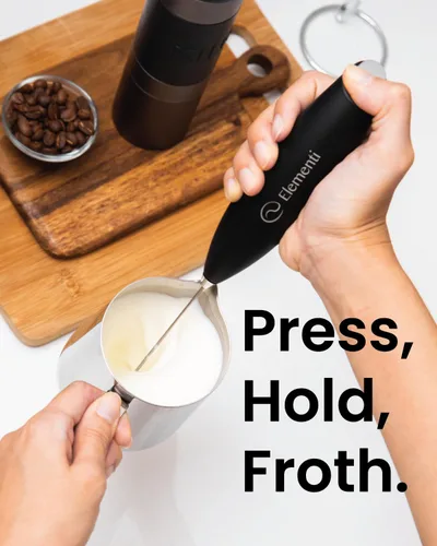 Vista 7 de Elementi Varita espumadora de leche, agitador eléctrico de mano fácil de usar para bebidas en polvo, batidor de café duradero y potente y varita
