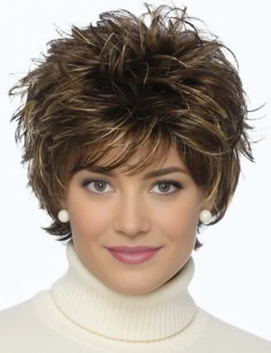 Vista 29 de TISHINING Pelucas rubias cortas en capas para mujeres blancas, longitud de la barbilla, color rubio ceniza, parte lateral, peluca Pixie Bob, cabello