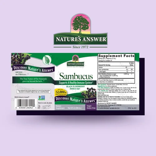 Vista 2 de Nature's Answer Extracto de bayas de saúco negro de Sambucus sin alcohol, 8 onzas líquidas (paquete de 3)