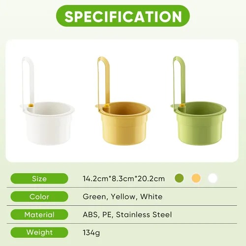 Vista 9 de Colador colgante de residuos de alimentos para fregadero, cesta coladora de fregadero con descarga de prensa, diseño autolimpiante, colador de Verde