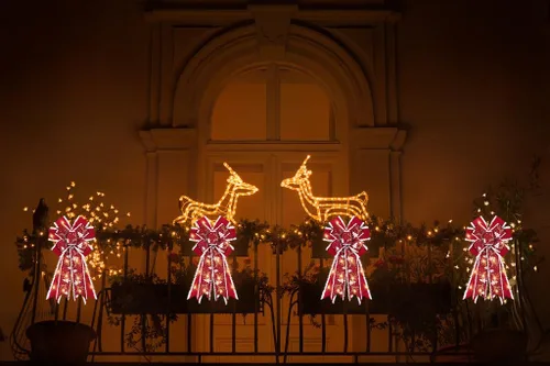 Vista 5 de Hying Lazos Grandes de Navidad - Lazo de Corona de Terciopelo Rojo con Luz LED para Decoración de Invierno, Adorno para la Copa del Árbol