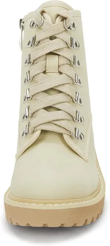 Vista 4 de Coutgo Botas de combate con suela de lengüeta para mujer botas de combate con cordones plataforma de tacón grueso con cremallera para senderismo