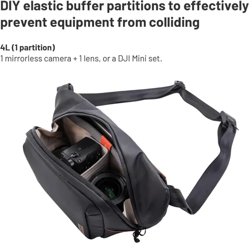 Vista 3 de PGYTECH OneGo Solo V2 Bolsa Bandolera para Cámara, Bolsa de Pecho para Cámara de 4L Bandolera Riñonera para Fotógrafos de Viajes Urbanos, Bolsa