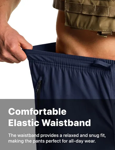 Vista 6 de CQR Pantalones de senderismo ligeros para hombre, pantalones deportivos reflectantes al aire libre, pantalones deportivos de entrenamiento