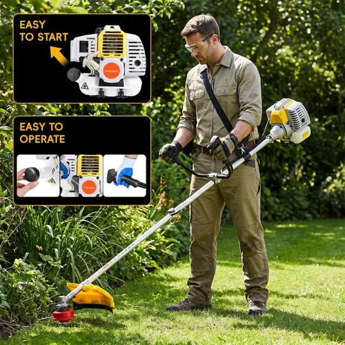 Vista 7 de 52cc Gas Weed Wacker, 2-in-1 String Trimmer & Brush Cutter