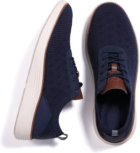 Vista 5 de Zapatos deportivos de vestir de moda para hombre, zapatos de malla Oxfords para caminar casuales de negocios, zapatos de tenis ligeros de punto