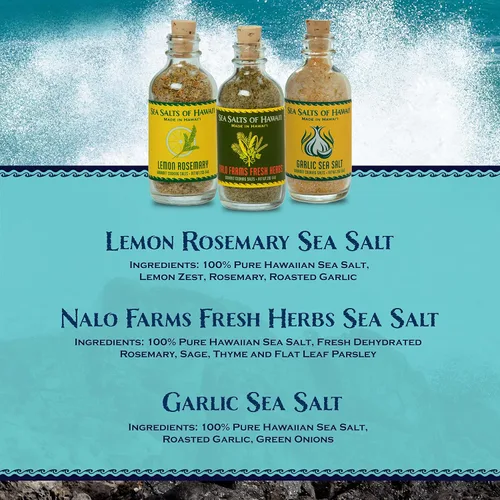 Vista 3 de Sea Salts of Hawaii Juego de especias de sales marinas de condimentos (juego de chef) – Ideal para asar a la parrilla, cocinar y regalar. Sal marina