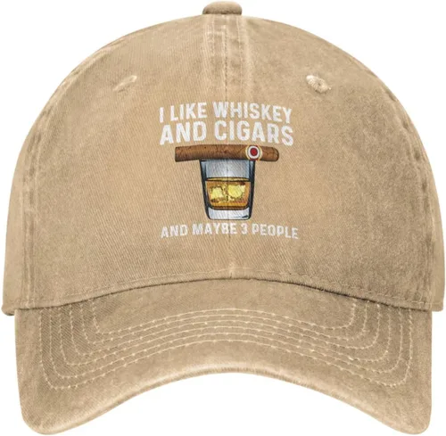 Vista 11 de Sefgaen I Like Whiskey and Cigars and Maybe 3 People Hat for Men Baseball Hat Funny Hats