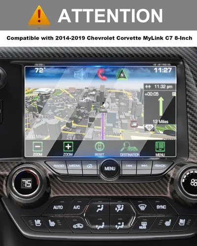 Vista 5 de YEE PIN C7 Corvette - Protector de pantalla para Chevrolet Corvette MyLink 2014-2019, vidrio templado de 8 pulgadas