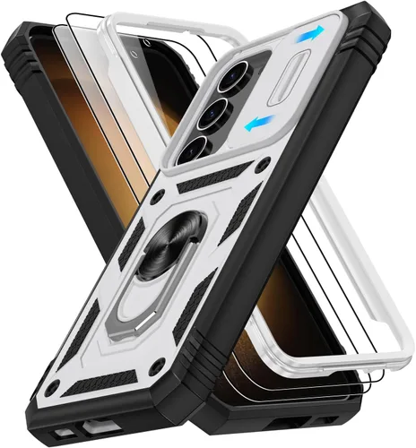 Vista 56 de Gritup Funda para Google Pixel 6 con cubierta deslizante para cámara y protector de pantalla (2 unidades), soporte de anillo giratorio 360°, funda