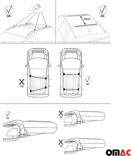 Vista 6 de OMAC Barras transversales de aluminio para Toyota RAV4 2006-2012 – Max 165 lb / 75 kg – 2 barras plateadas