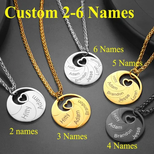 Vista 5 de U7 Collar para madre con grabado personalizado con nombre 234567 collar con piedra natal para mujeres y niñas, colgante para mamá, abuela, esposa