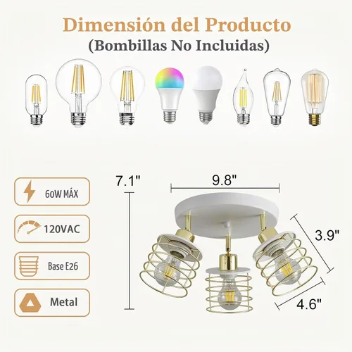 Vista 7 de Lámpara multidireccional de oro blanco de montaje semi empotrado