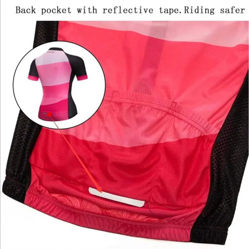 Vista 8 de Maillot de ciclismo para mujer, camiseta de manga corta para bicicleta de montaña